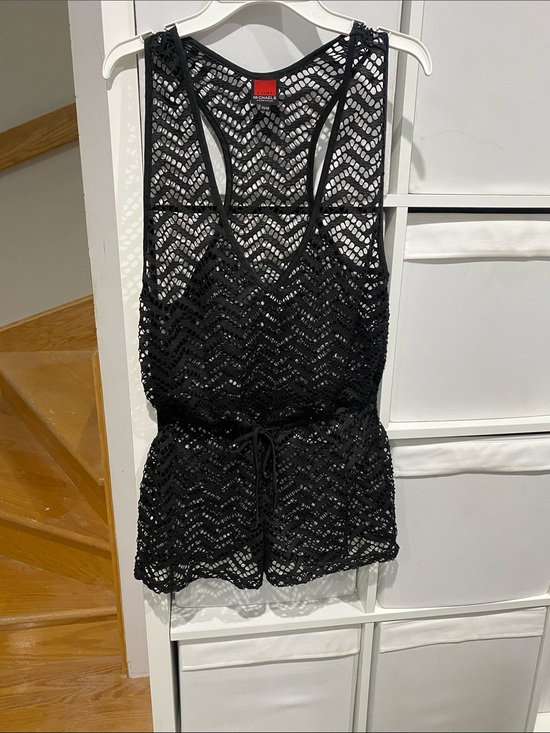 Lori C. Mitchell Pants - Beach Cover-Up Romper Black Crochet Women Size Xsmall also fits Small